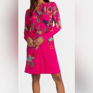 JOHNNY WAS NWT XS Cute and casual pink Janie shirt dress, 95% rayon